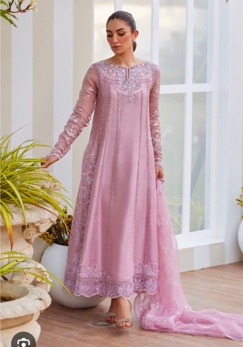 Luxury Pakistani Embroidered Chiffon Dress | Lavender 3-Piece Formal Festive Wear