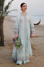 3-Piece Luxury Embroidered Cotton Suit with Soft Chiffon Dupatta - Mint Blue