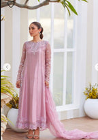 Luxury Pakistani Embroidered Chiffon Dress | Lavender 3-Piece Formal Festive Wear