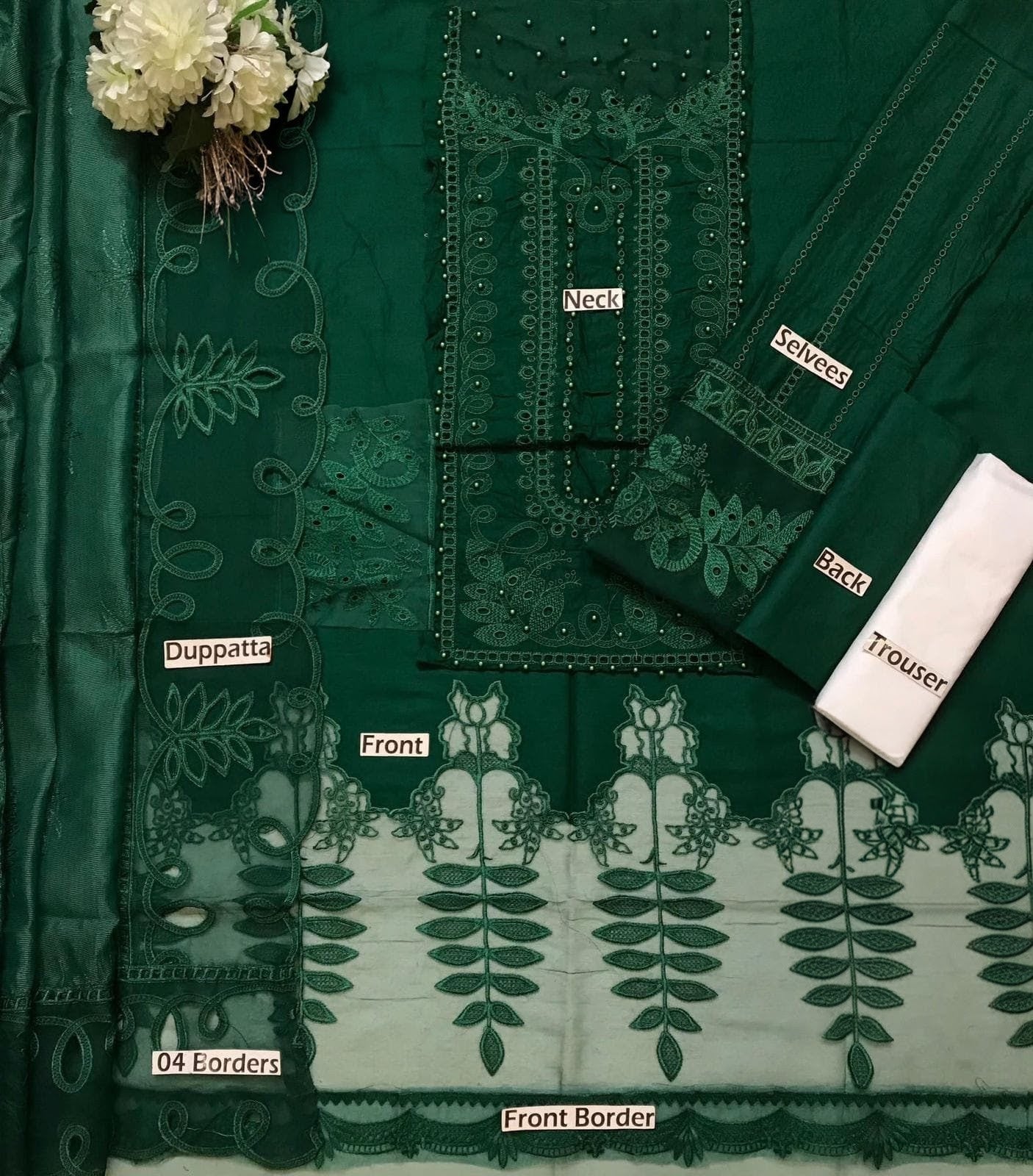 Emerald Luxe Lawn Embroidered 3-Piece Festive Suit