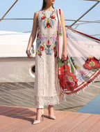 Blossom Luxe: 3-Piece Floral Embroidered Silk Dress