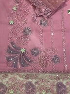 Luxury Pakistani Embroidered Chiffon Dress | Lavender 3-Piece Formal Festive Wear
