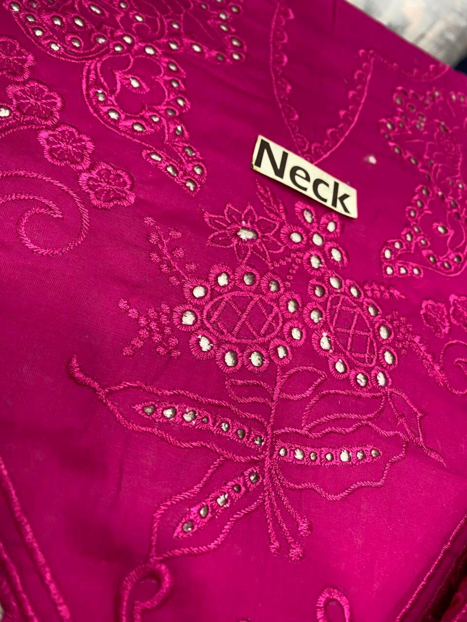 Luxury Fuchsia Pink 3 Piece Lawn Suit