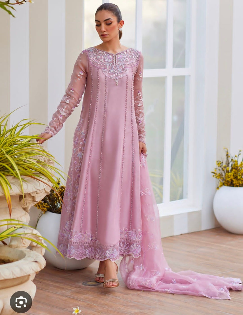 Luxury Pakistani Embroidered Chiffon Dress | Lavender 3-Piece Formal Festive Wear